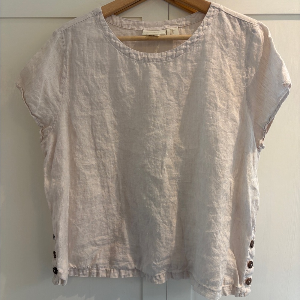 Cynthia Rowley linen Cream side- Button shirt